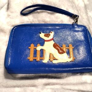 Dog Lover's unbranded wristlet with strap, ID holder, NWOT,  7" x 5"